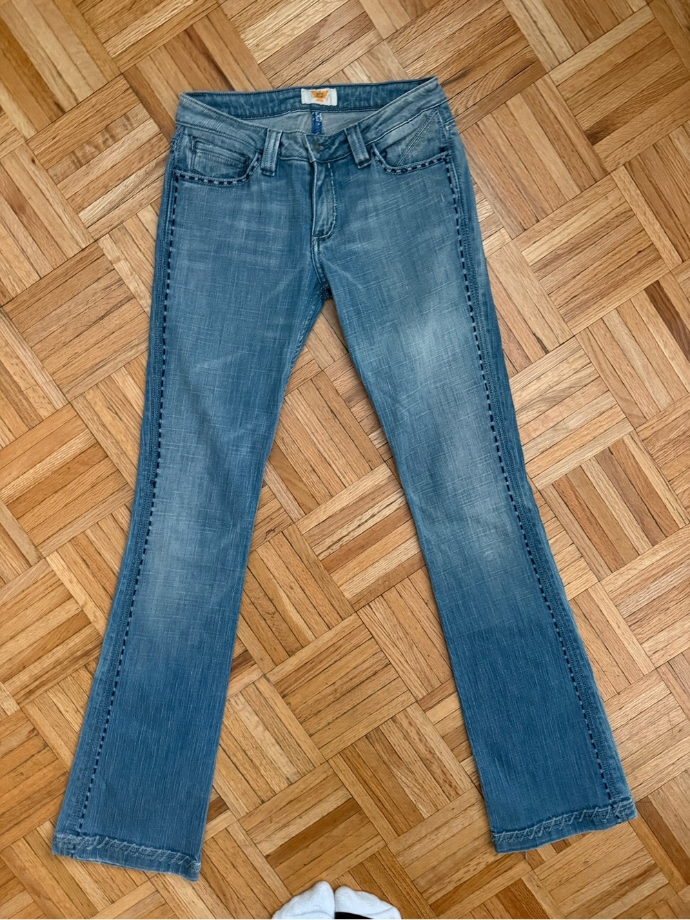 Antik Denim Vintage Y2K Flare Jeans Braided Side Seam Embroidery Size 26